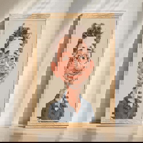 Uncle caricature portrait, custom digital illustration with exaggerated features and backdrop, personalized family gift | Familywalldecor