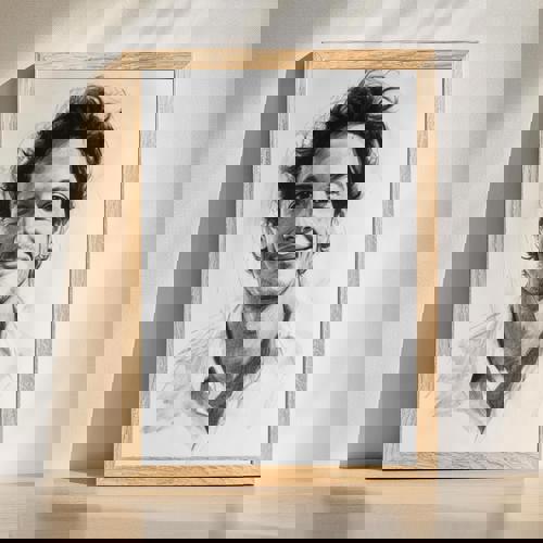 Uncle charcoal portrait, personalized wall art custom from your photo, hand-drawn black and white sketch for home decor | Family Wall Decor