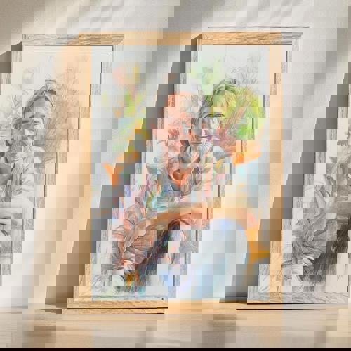 Uncle colorful pencil sketch portrait print, personalized from your photo, vertical layout, playful art for wall decor | Familywalldecor