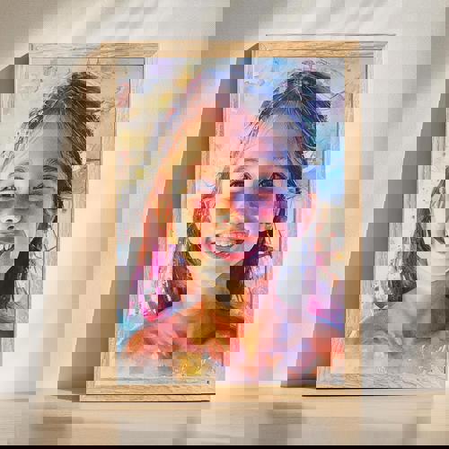 daughter watercolor portrait hand-painted custom keepsake from photo, soft pastels, bust view on white background | Familywalldecor