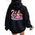 Bigfoot Chilling On Flamingo Float With Beer Fun Summer Vibe Women Oversized Hoodie Back Print Black