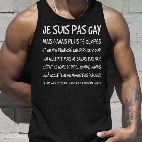 Débardeur Humour "Je Ne Suis Pas Gay Mais 10" - Blague Décalée - Cadeau Marrant Pour Hommes - Taille Unique