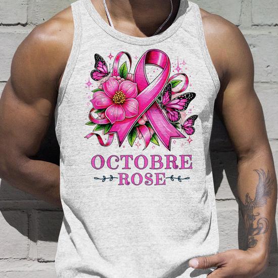Débardeur Femme Octobre Rose - Ruban Sensibilisation Cancer Du Sein - Léger, Coupe Classique