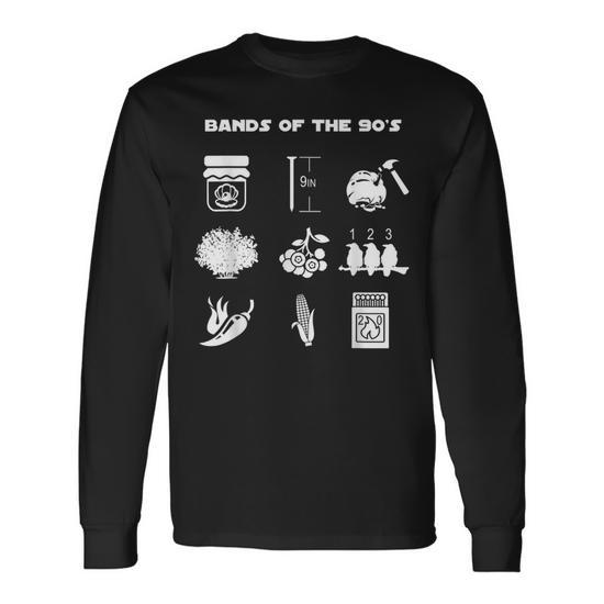 Retro Popular Music Bands Of The 90S Rock Pop Culture Long Sleeve