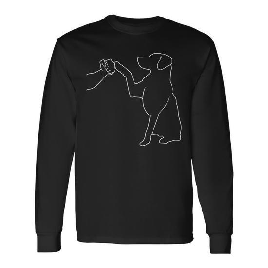 Human And Dog Paw Fist Bump Dog Lover Dog And Man Friendship Long Sleeve T Shirt Seseable CA