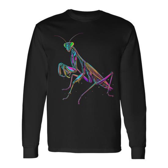 トップス praying long T-shirt Praying Mantis Colorful Insect Bug Entomology Entomologist Long