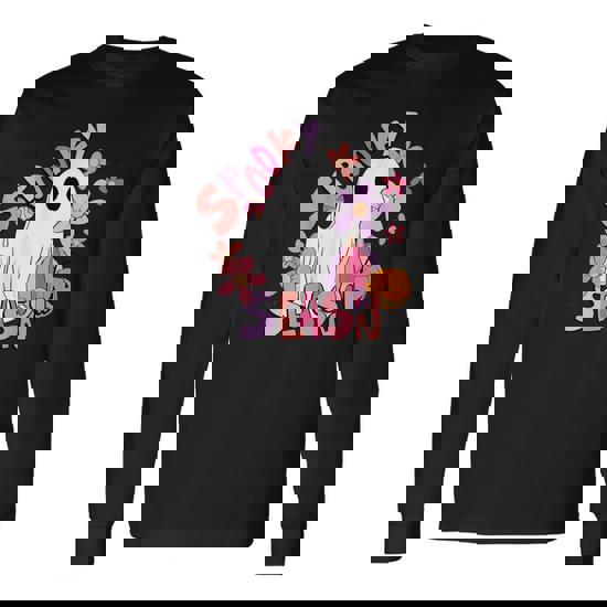 Retro Cute Ghost Spooky Season Halloween Long Sleeve T-Shirt