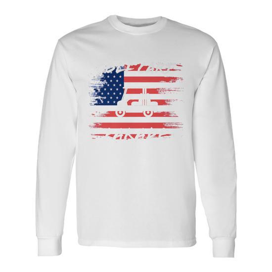 Golf Cart Parade United States American Flag 4Th July Long Sleeve T Shirt Monsterry