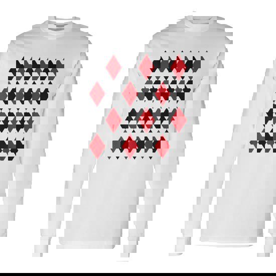 Harlequin Red Black Pattern Long Sleeve T-Shirt - Seseable