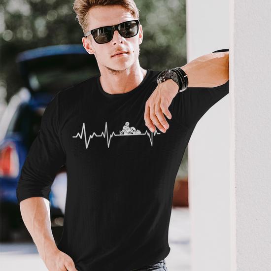 T-shirt Manche Longue Go Kart – Cœur Battant Pour Passionnés De Course – Cadeau Anniversaire/Noël Pour Pilotes Enfants, Hommes Et Femmes