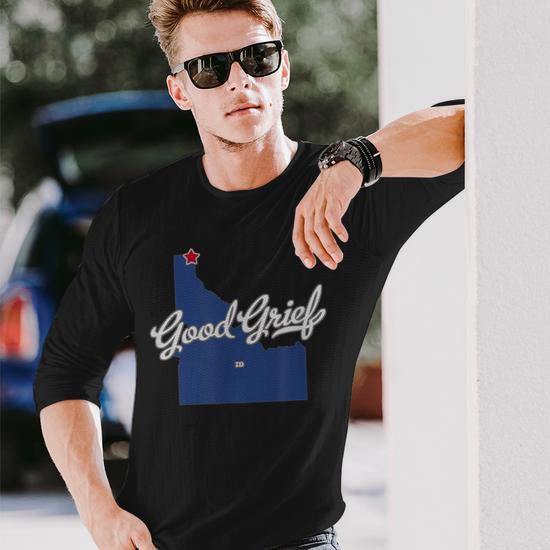 Good Grief Idaho Id Map Long Sleeve T-Shirt - Monsterry