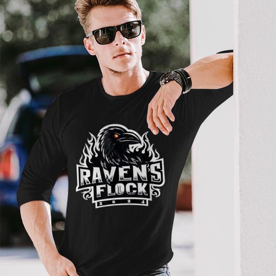 Ravens Flock Long Sleeve T-Shirt - Seseable