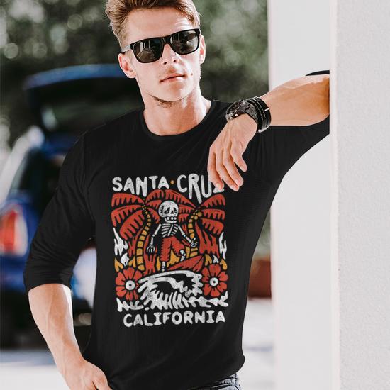 Santa Cruz Maglia Da Surf Con Scheletro California Per Surfisti Maglietta a maniche lunghe Novitaregali