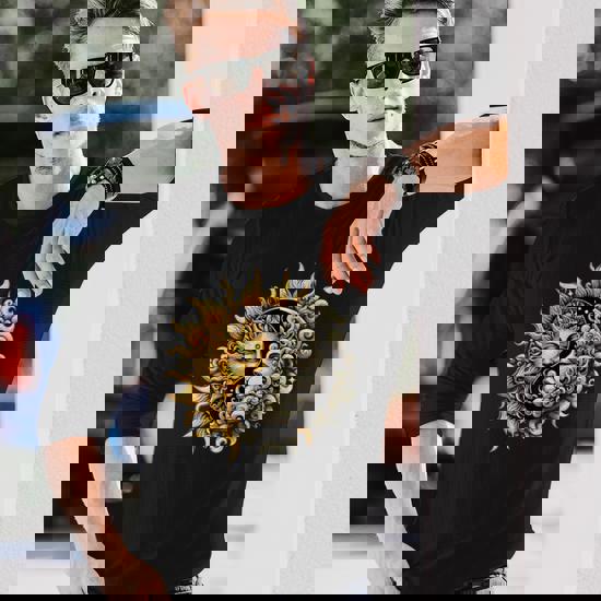 Sun And Moon Yin Yang Long Sleeve T-Shirt - Monsterry