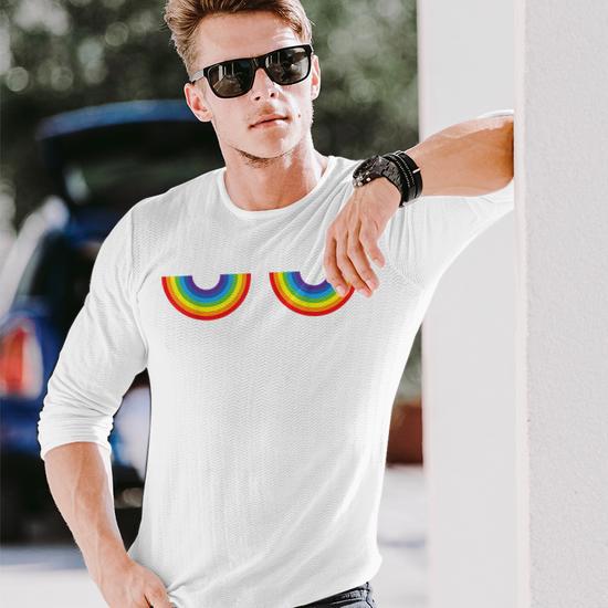 Tuta Uomo Gay Pride 2 Pezzi Con Stampa Arcobaleno, Maniche Lunghe, Hip Hop Streetwear Senza Cappuccio