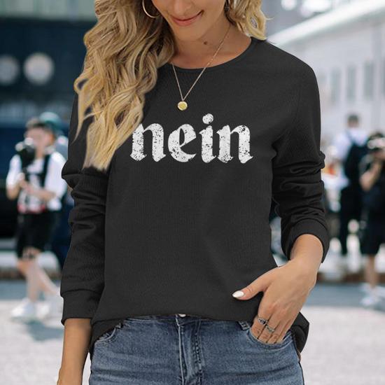 "Nein" German No Saying Funny Vintage T-Shirt - Black, Unisex, Cotton Blend, Machine Wash - View #3