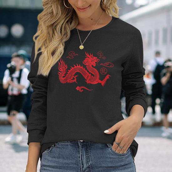 Red Japanese Dragon Aesthetic Grunge 90S Chinese Dragon Long