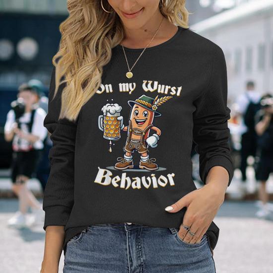 On My Wurst Behavior Oktoberfest Costume Outfit German Long Sleeve T-Shirt - Thegiftio On My Wurst Behavior Oktoberfest Costume Outfit German Long Sleeve T-Shirt - Thegiftio