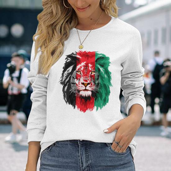 Afghanistan Flag Lion Free Afghanistan Long Sleeve T-Shirt - Thegiftio