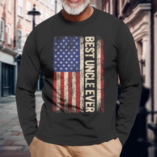 Best Uncle Ever Us American Flag For Uncle Men Long Sleeve T Shirt Monsterry