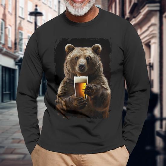 T-shirt Homme Los Angeles 1850 Ours Noir - Coton, Manches Courtes, Design Graphique Vintage