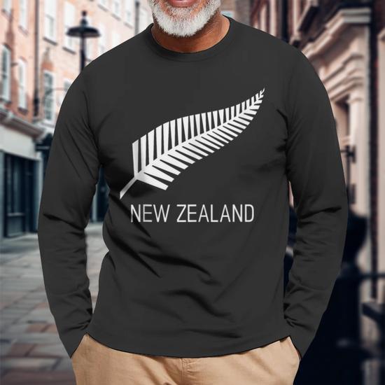 Black New Zealand Fern Black Proud Kiwi Nz Rugby Long Sleeve T