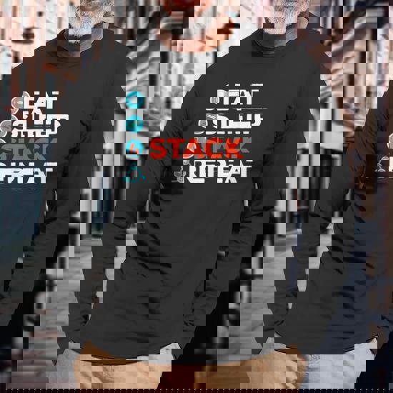 Eat Sleep Stack Repeat Speed Stacking Champion Long Sleeve T Shirt Monsterry
