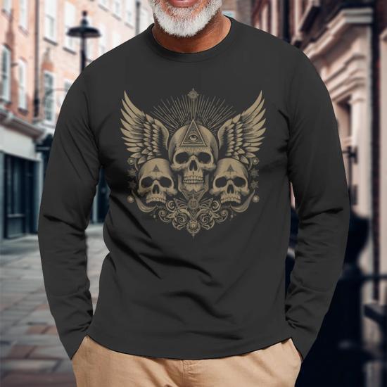 Emo Y2k Grunge Aesthetic Alt Goth Skull Cross Gothic Long Sleeve T