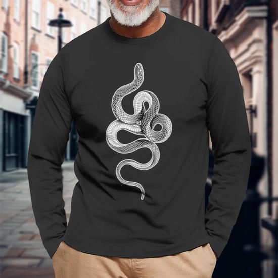 Mamba Snake Serpent Blackwork Long Sleeve T-Shirt - Thegiftio UK