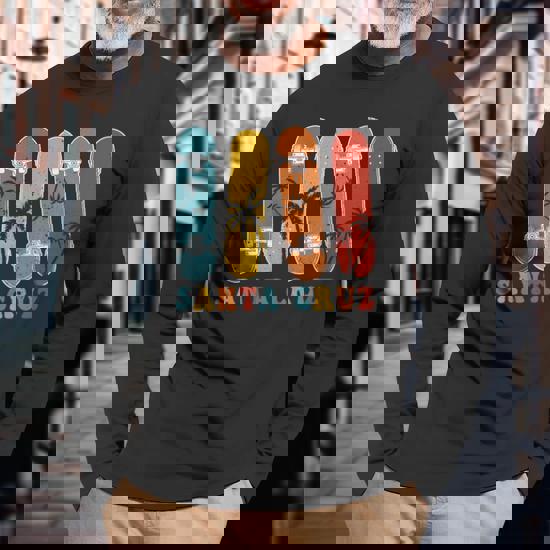 Retro Vintage Skateboard Graphic Santa Cruz Long Sleeve T