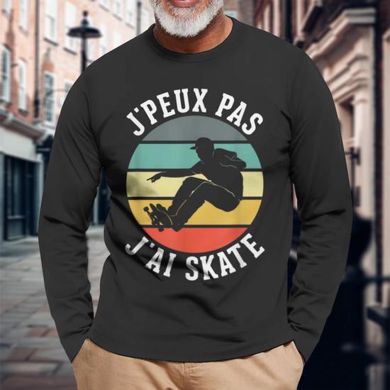 T-shirt Skateboard – Design Cool Skater, Manches Double Couture, Léger, Cadeau Idéal Pour Skateur, Anniversaire Ou Noël