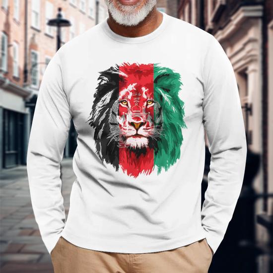 Afghanistan Flag Lion Free Afghanistan Long Sleeve T-Shirt - Thegiftio