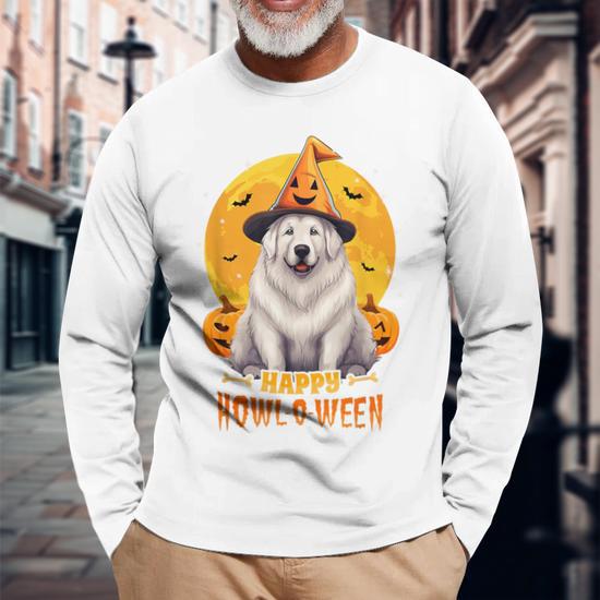 Great Pyrenees Halloween Dog Howl O Ween Pet Long Sleeve T Shirt Monsterry