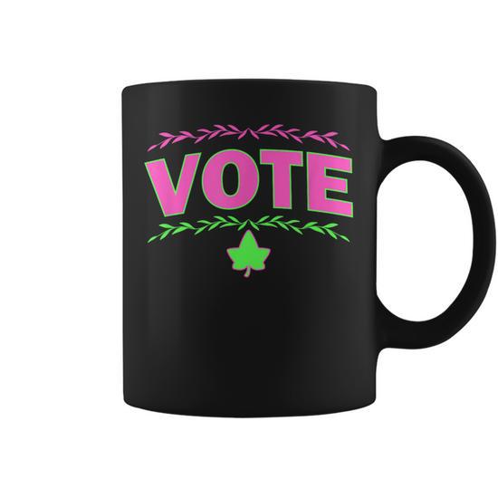 Aka Vote Sorority Pink And Green Paraphernalia Voting Coffee Mug - Thegiftio