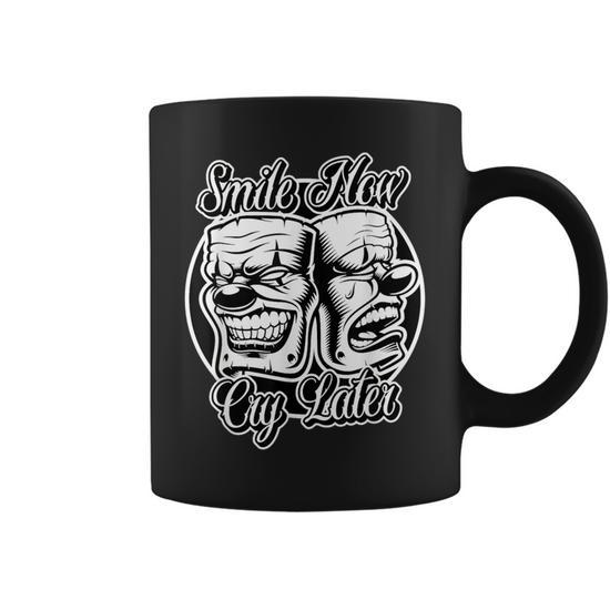 Smile Now Cry Later Chicano Lowrider Blackwork Coffee Mug - Thegiftio