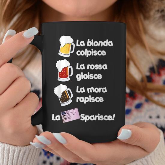 T-Shirt Uomo Divertente Birra – 'La Bionda Colpisce, La Mora Rapisce, La Rossa Gioisce' – Maglietta Comica Estate, Cotone - 2
