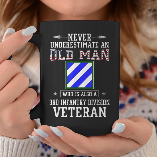 Never Underestimate 3rd Infantry Division Veteran Military Graphic Print Coffee  Mug - Monsterry DE