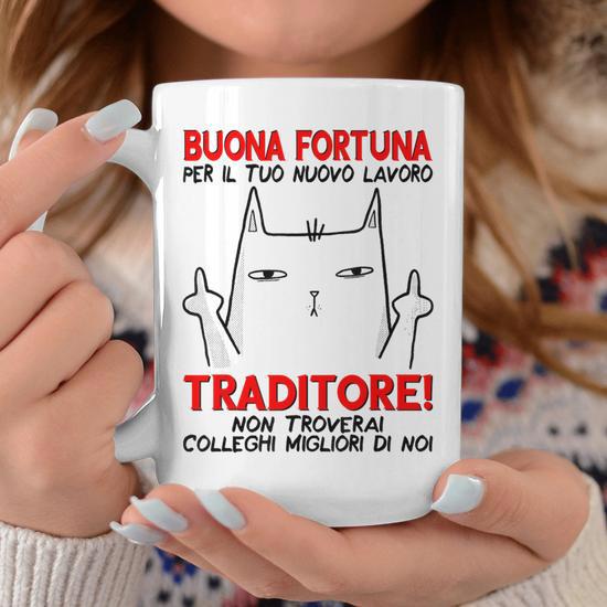 Cartolina Umoristica 'Buona Fortuna Traditore' Per Collega Che Cambia Lavoro - Con Busta