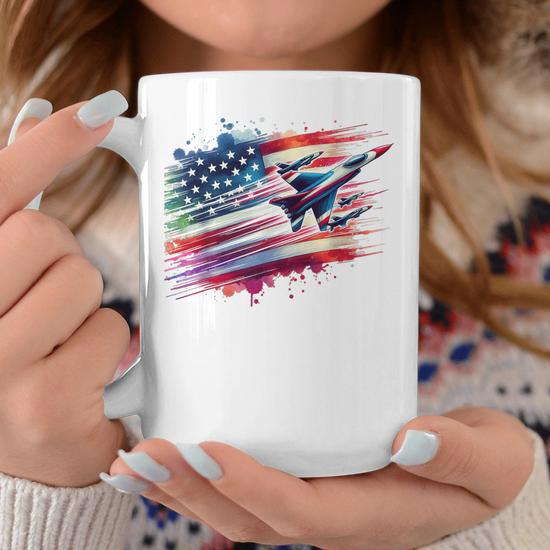 Flying Jets American Flag Usa Patriotic 4Th Of July Coffee Mug - Seseable