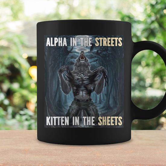 Alpha In The Streets Cringe Werewolf Meme Wolf Coffee Mug - Thegiftio