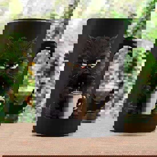 T-shirt Femme Drôle Chat Avec Tasse De Café Et Citation Nope - Cadeau