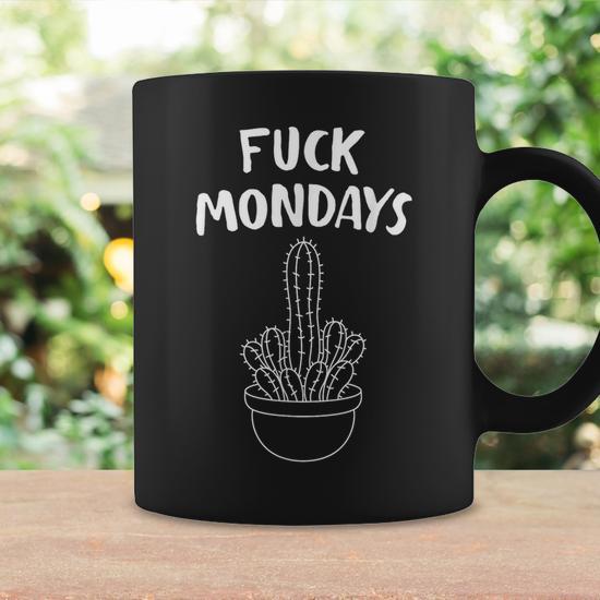 Fuck Mondays Middle Finger Cactus Plant Lover Graphic Print Coffee Mug -  Monsterry