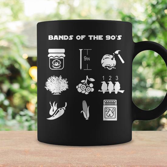 Retro Popular Music Bands Of The 90S Rock Pop Culture Coffee Mug - Monsterry