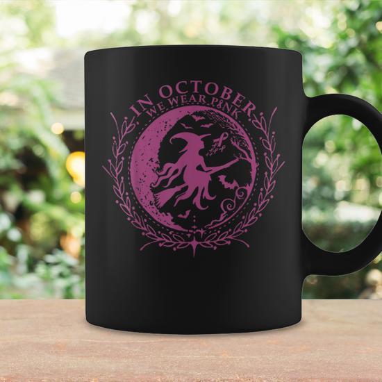 Halloween cheapest black/pink witch coffee mugs