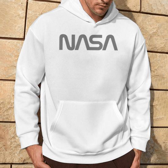 Officially Licensed Nasa Worm Logo Gray Space Hoodie Monsterry