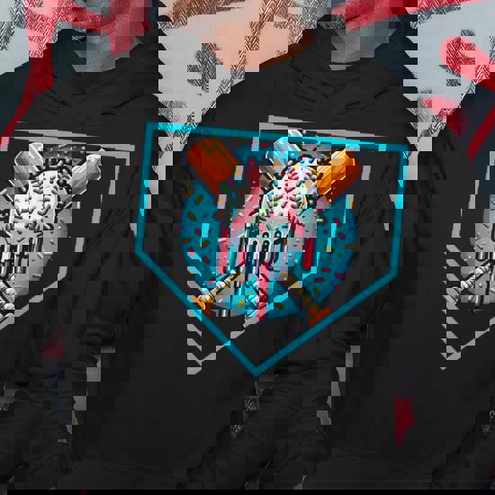 トップス ICE SMOKE Baseball Logo Sweat Baseball Bat Drip With Melting Ice Cream Trippy Drippy Fans