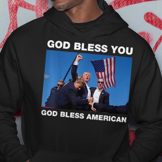 Donald Trump 2024 God Bless You God Bless America Hoodie - Monsterry