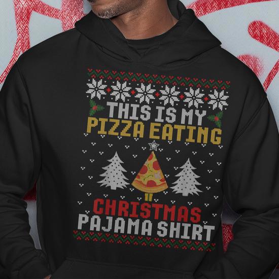 This Is My Pizza Eating Pizza Costume Christmas Ugly Sweater Hoodie Thegiftio UK