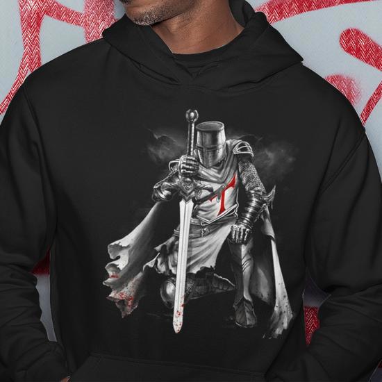 Sweat à Capuche Chevalier Templier – 'Le Diable M'a Vu Avec La Tête Baissée' – Design Puissant & Motivé