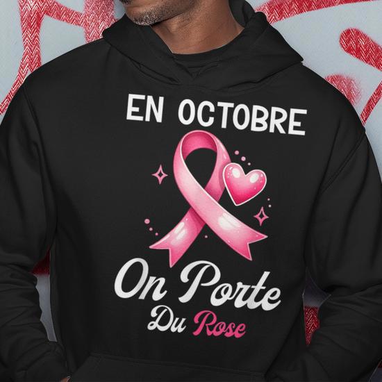 Sweat à Capuche Avec Ruban Rose - Soutien à La Lutte Contre Le Cancer Du Sein - Octobre Rose 2024 - Coupe Classique